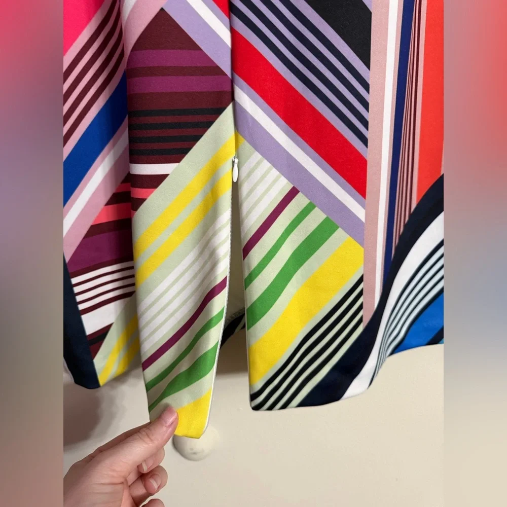 ELOQUII Multicolor Neoprene Scuba Horizontal Stripe Skirt NWOT Size 22 - Picture 5 of 5